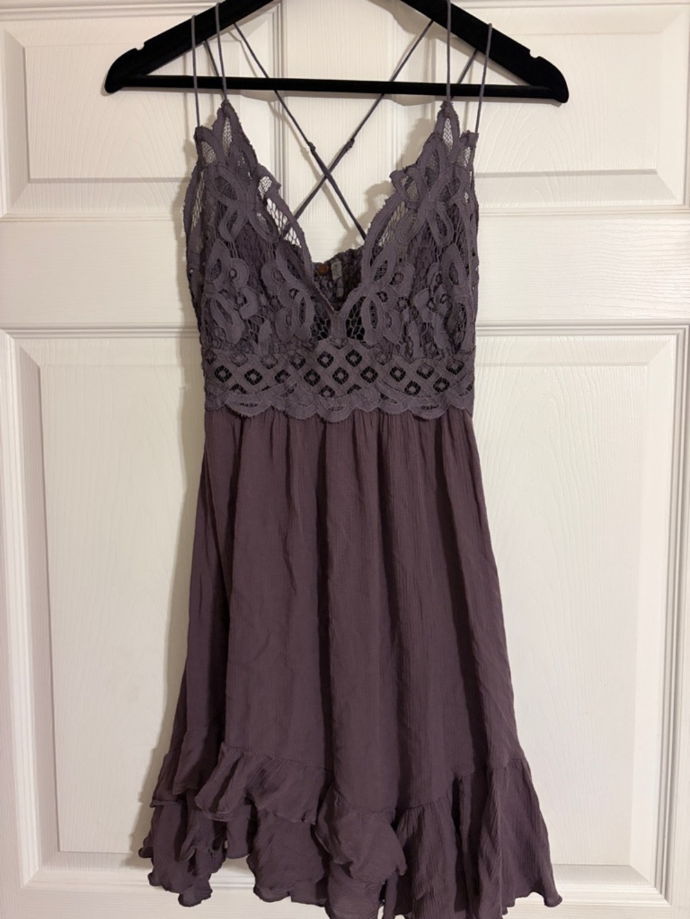 Free People Dusty Purple Lace-Trim Chemise Slip large